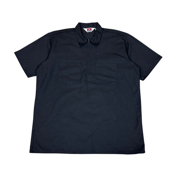 Ben Davis 1/2 Zip Solid Short Sleeve Work Shirt Men's L Y2K Skater USA - Picture 1 of 8